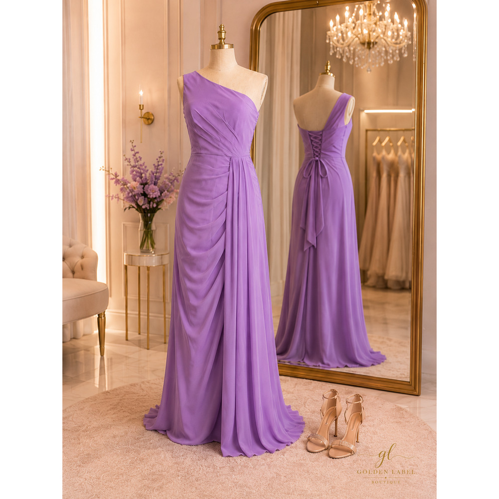 Wear Your Love Lavender One Shoulder Corset Back Formal Gown Size 8 NWT